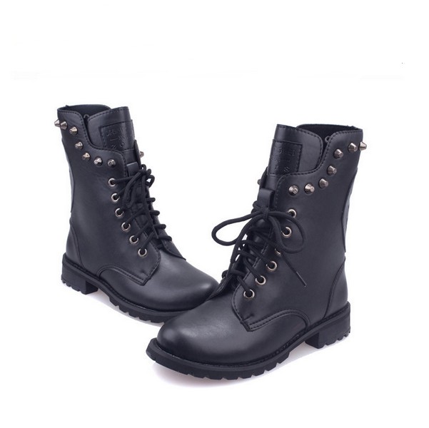 Cute Skeleton Head Boots Womens Rivet Martin Boots Black